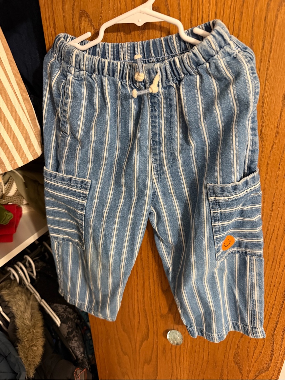 next Blue & White Striped Cargo Shorts